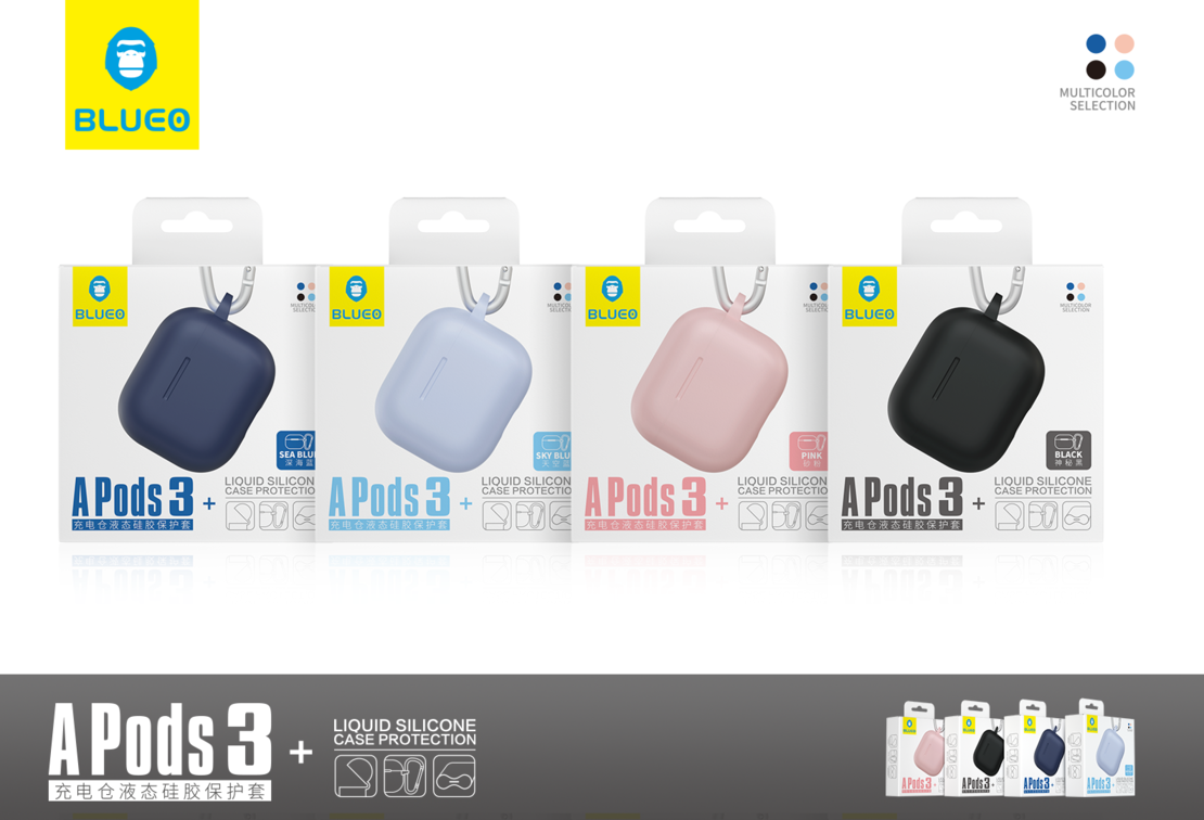 BLUEO Liquid Silicone Apple Airpods 3, светло син