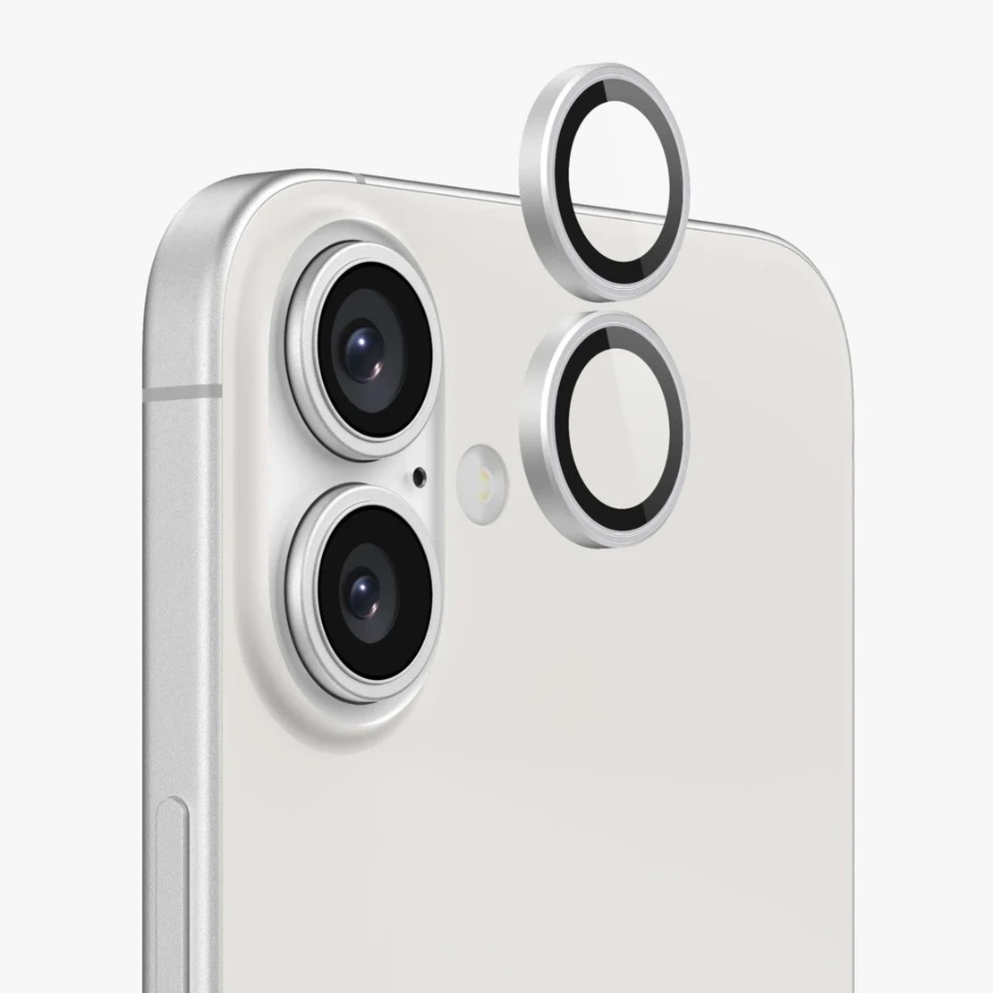 BLUEO Original metal frame lens protector glass iPhone 16/16 Plus, сребрист