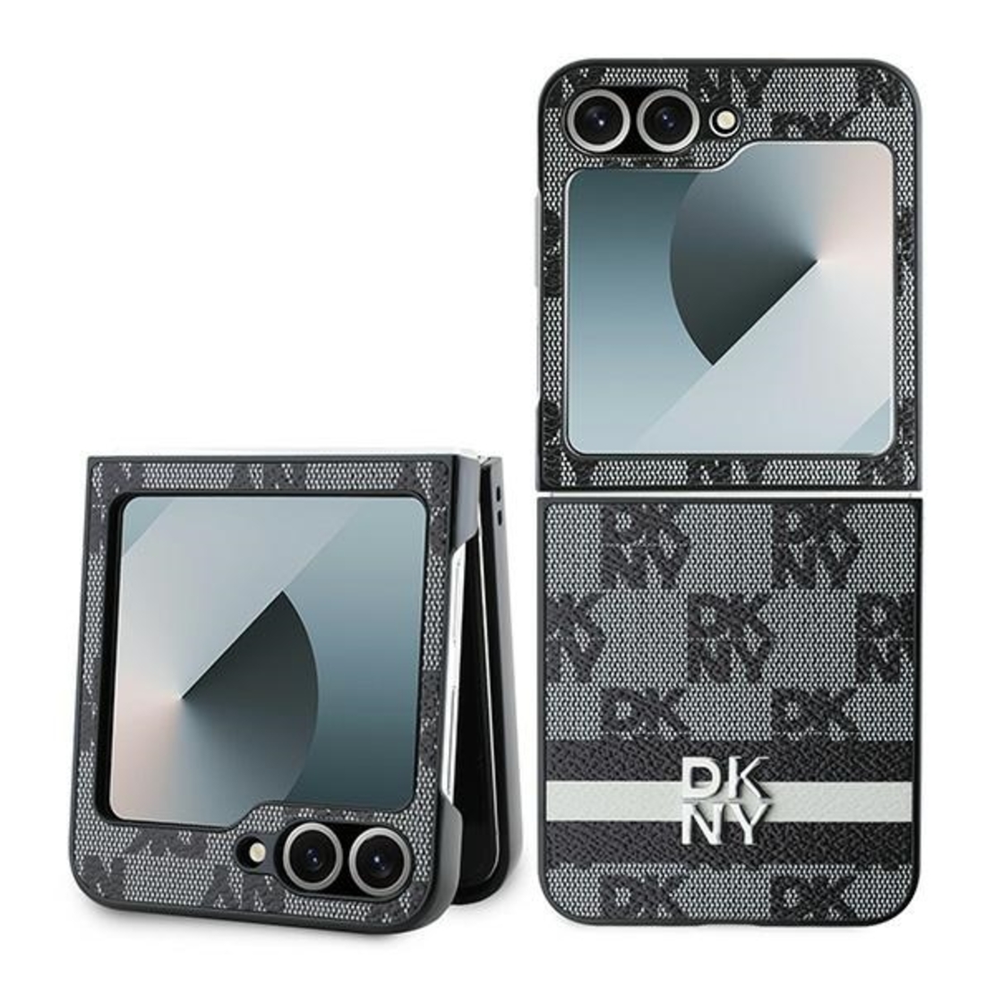 DKNY DKHCZF6PCPTSSK Samsung Galaxy Z Flip6 F741 black Chequered Pattern Printed Stripes