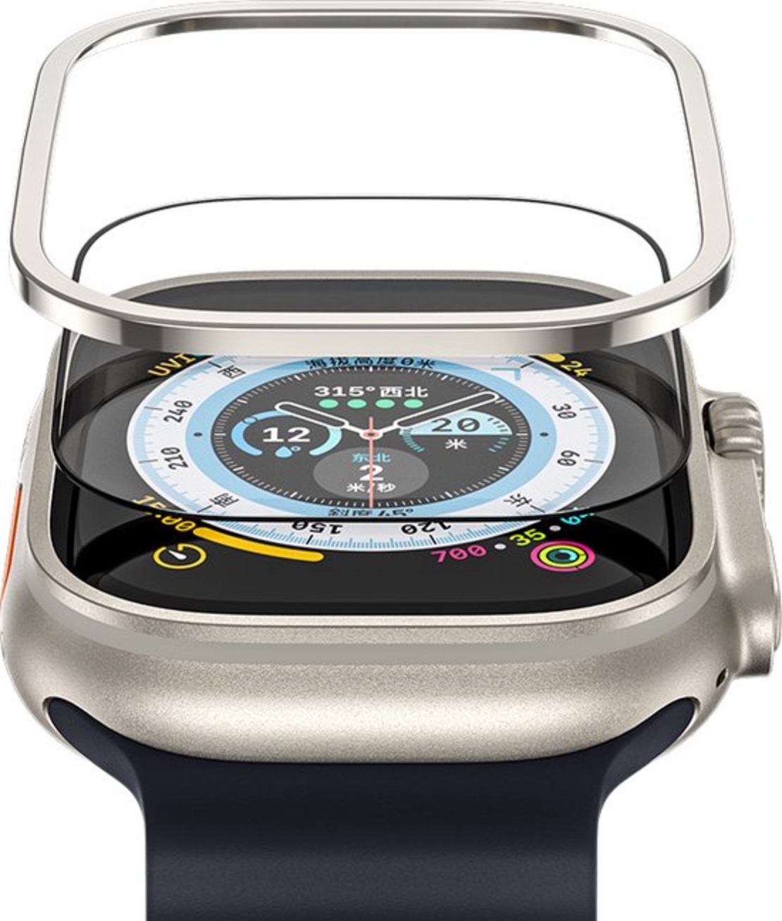 BLUEO SAPPHIRE & TITANIUM ALLOY WATCH GLASS KIT Apple Watch Ultra 1/2, natural titanium