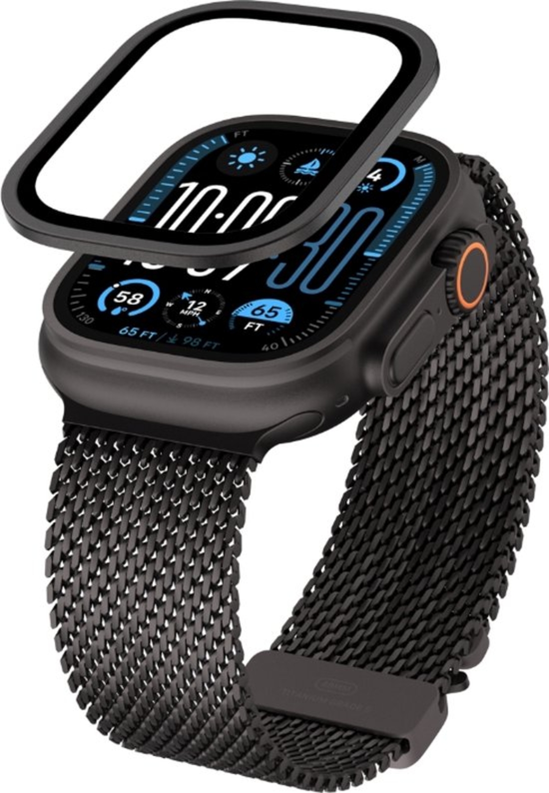 BLUEO SAPPHIRE & TITANIUM ALLOY WATCH GLASS KIT Apple Watch Ultra 1/2, black titanium