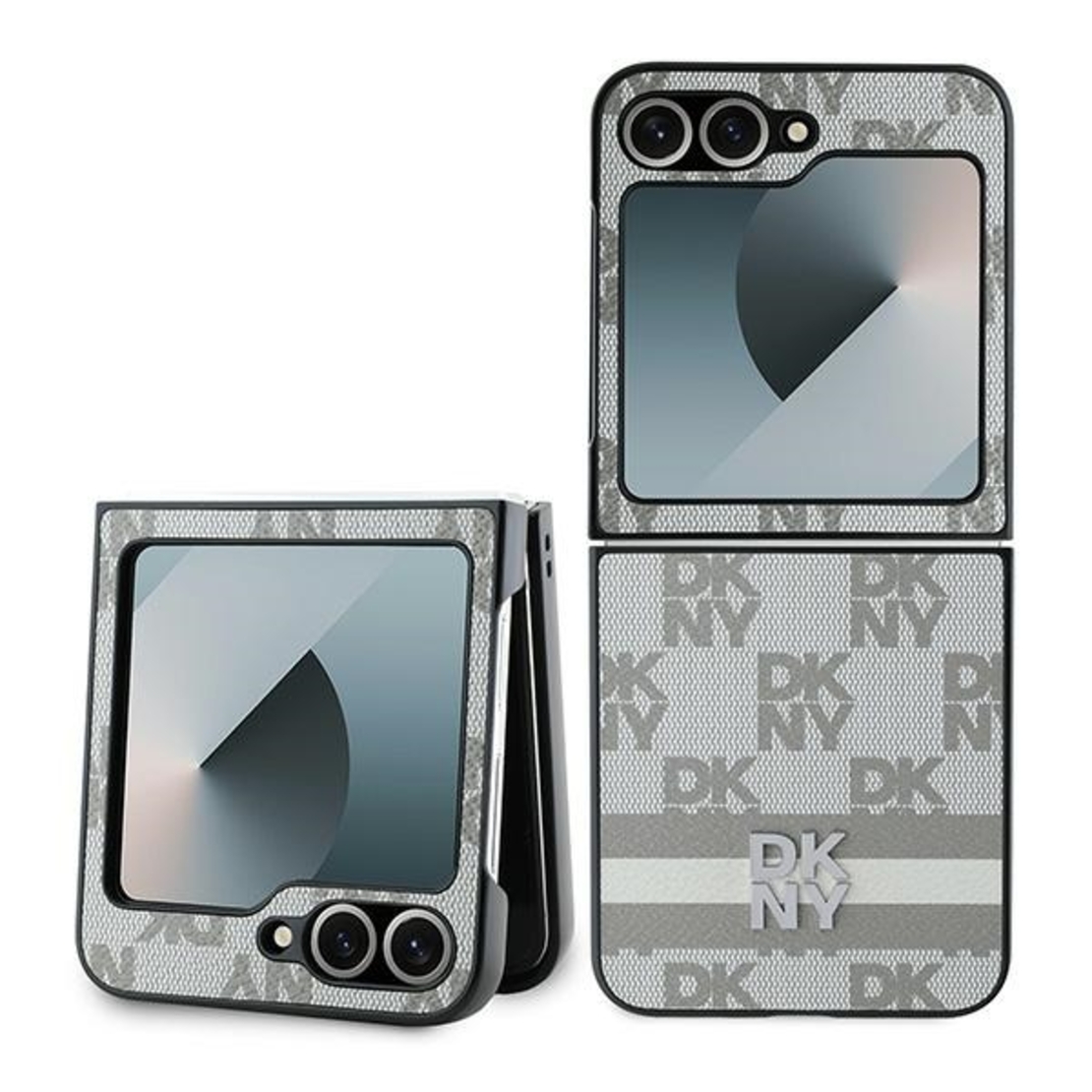 DKNY DKHCZF6PCPTSSE Samsung Galaxy Z Flip6 F741 beige Chequered Pattern Printed Stripes