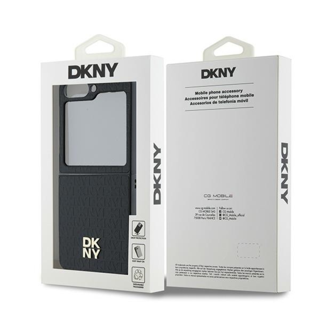 DKNY DKHCZF6PSHRPSK Samsung Galaxy Z Flip6 F741 black Repeat Pattern Stack Logo