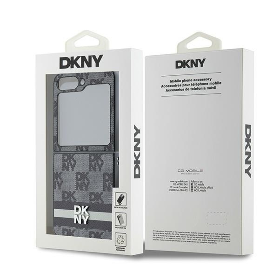 DKNY DKHCZF6PCPTSSK Samsung Galaxy Z Flip6 F741 black Chequered Pattern Printed Stripes