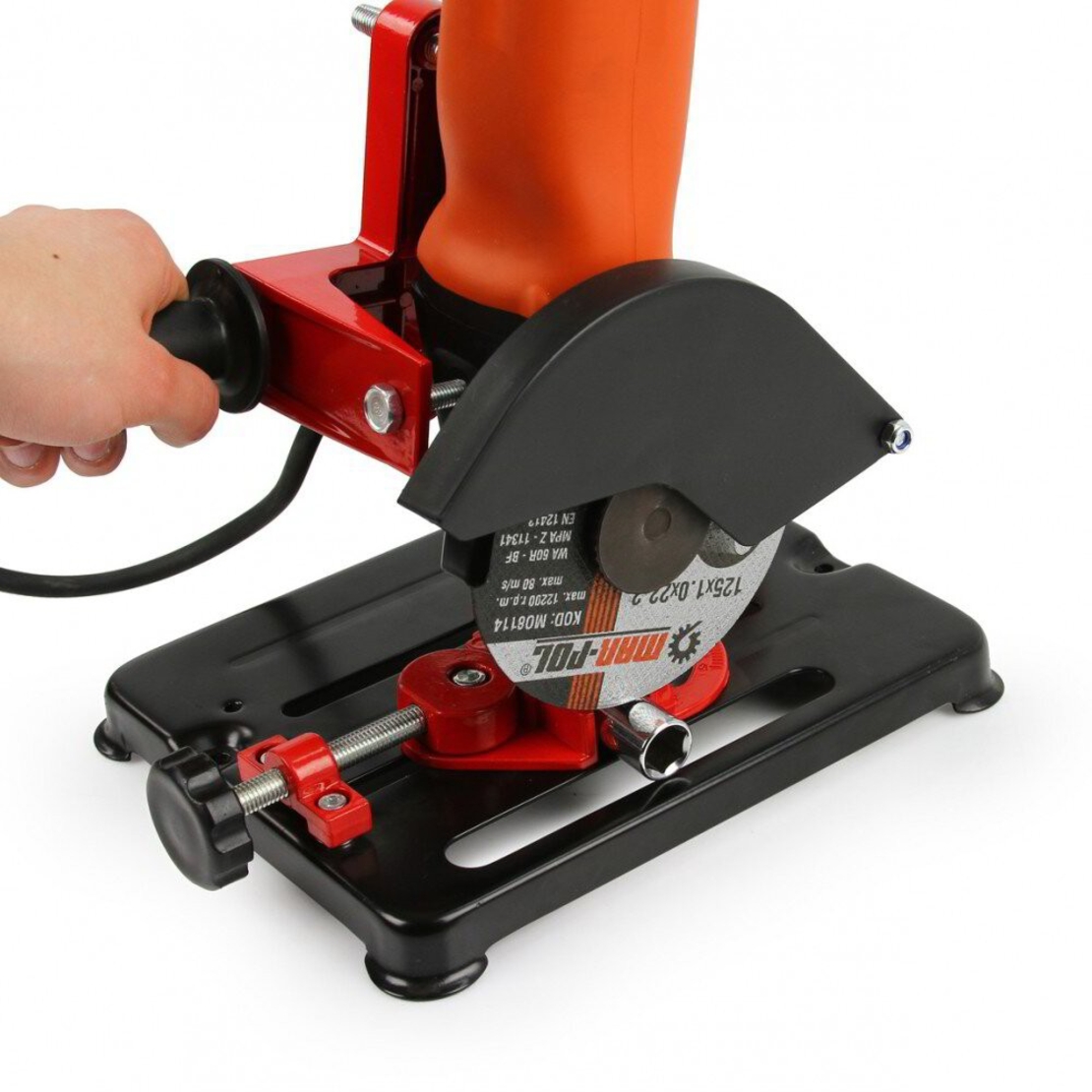 НЕМСКА Полска Стойка за Ъглошлайф Ф 115мм и 125мм Професионална Mar-Pol + ЛЕД ФЕНЕР