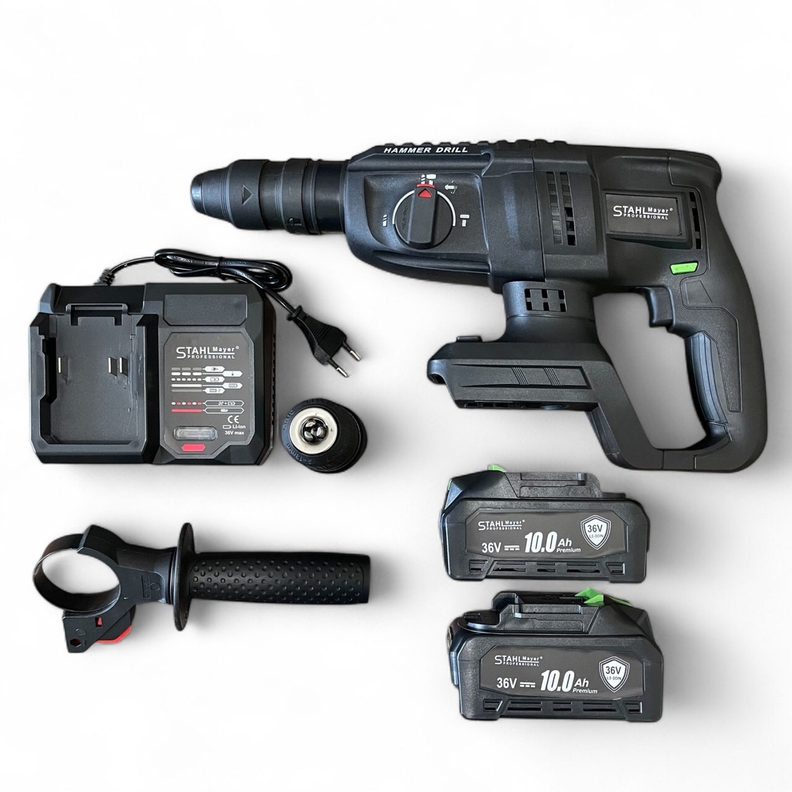 НЕМСКИ Акумулаторен Безчетков Перфоратор 2 патронника SDS PLUS STAHLMAYER 36V 10AH + ЛЕД ФЕНЕР