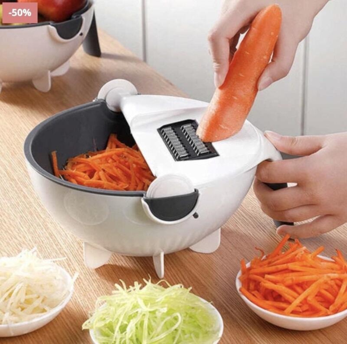 НЕМСКО Ренде за зеленчуци 9 в 1 + Купа и аксесоари + ЛЕД ФЕНЕР