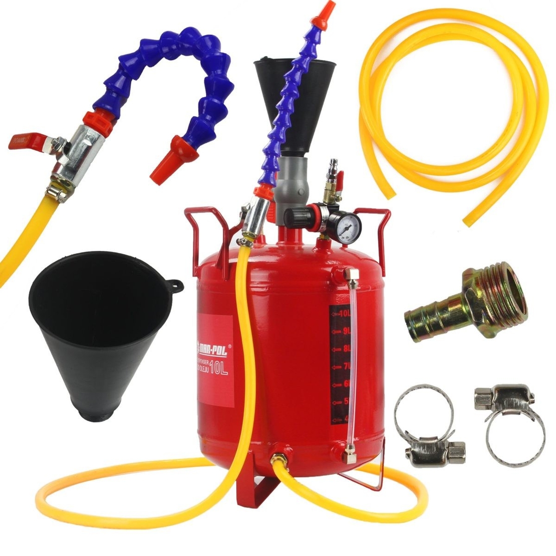 НЕМСКА Пневматична система за пълнене (наливане) масло 10 литра Mar-Pol + ЛЕД ФЕНЕР