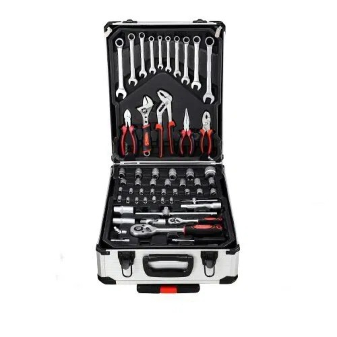 НЕМСКИ Куфар с Инструменти 499 части STAHLMAYER битове тресчотни отвертки шестограми + ЛЕД ФЕНЕР