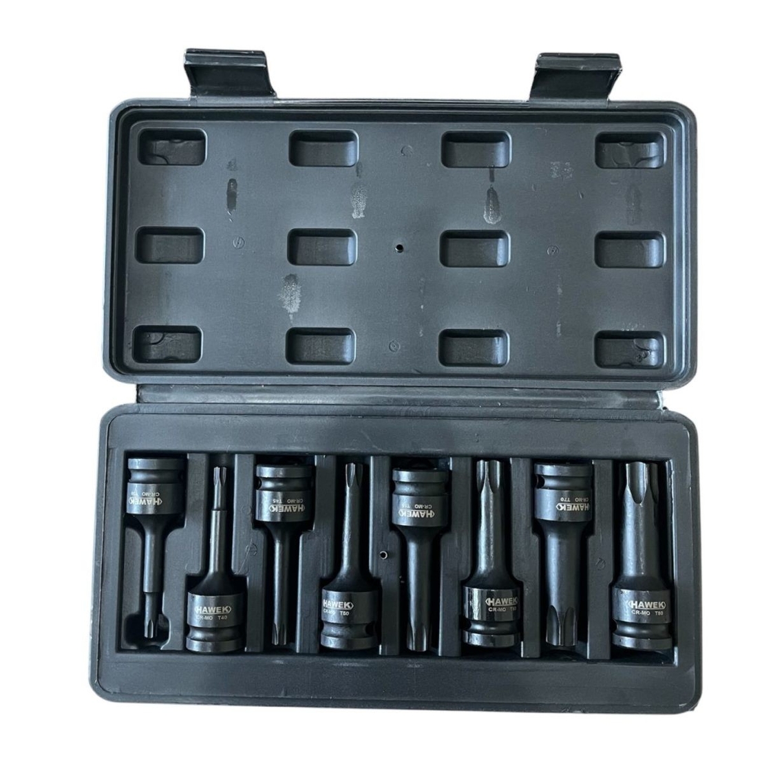 НЕМСКИ УДАРНИ БИТОВЕ КОМПЛЕКТ 1/2 – ТОРКС 8 ЧАСТИ HAWEK HW-2050 + ЛЕД ФЕНЕР