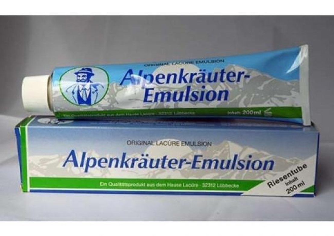 НЕМСКИ Алпийски мехлем Alpenkräuter Emulsion Lacure 200мл за болки и възпаления + ЛЕД ФЕНЕР