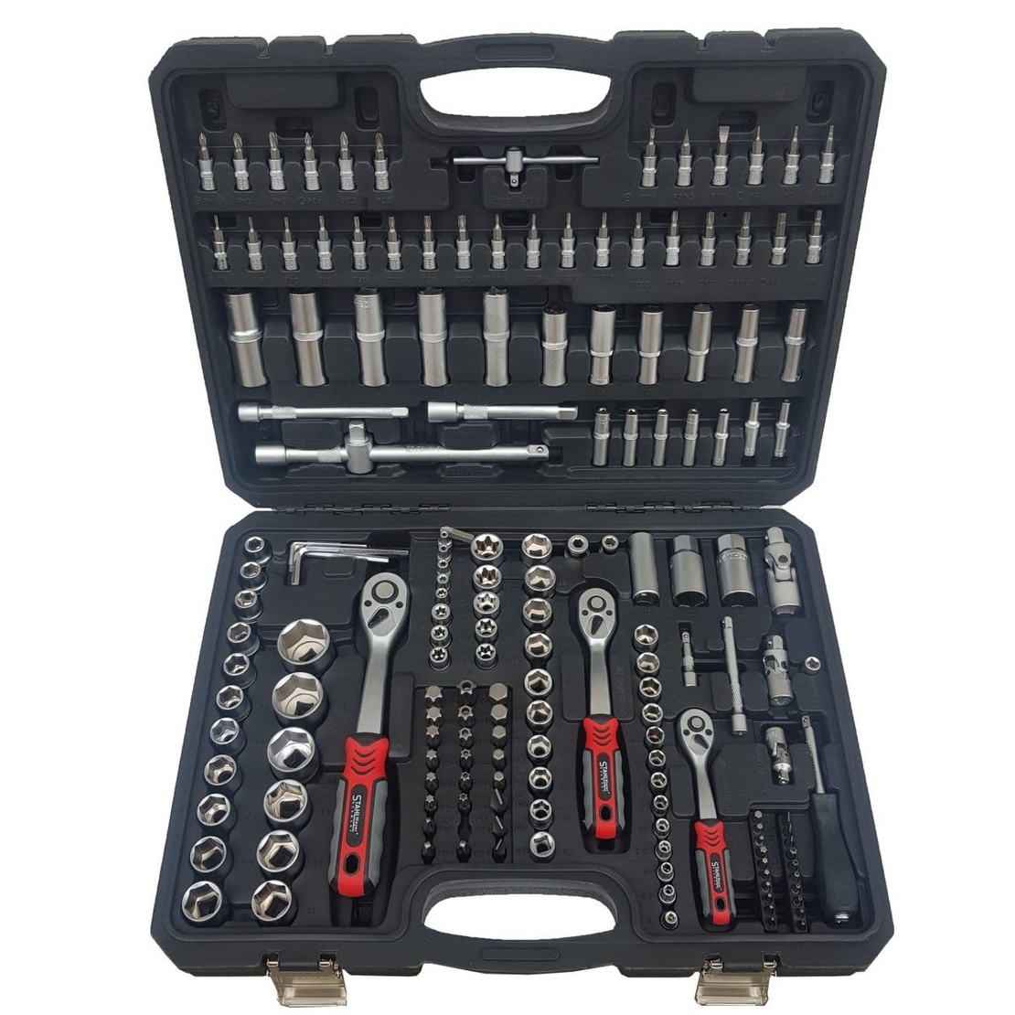 НЕМСКИ Куфар с инструменти 172ч Stahl Mayer Гедоре с 3бр тресчотка + ЛЕД ФЕНЕР