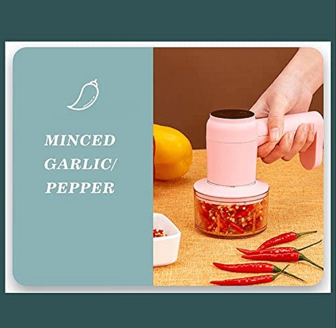 НЕМСКИ Безжичен, преносим ръчен миксер и чопър с USB зреждане + ЛЕД ФЕНЕР