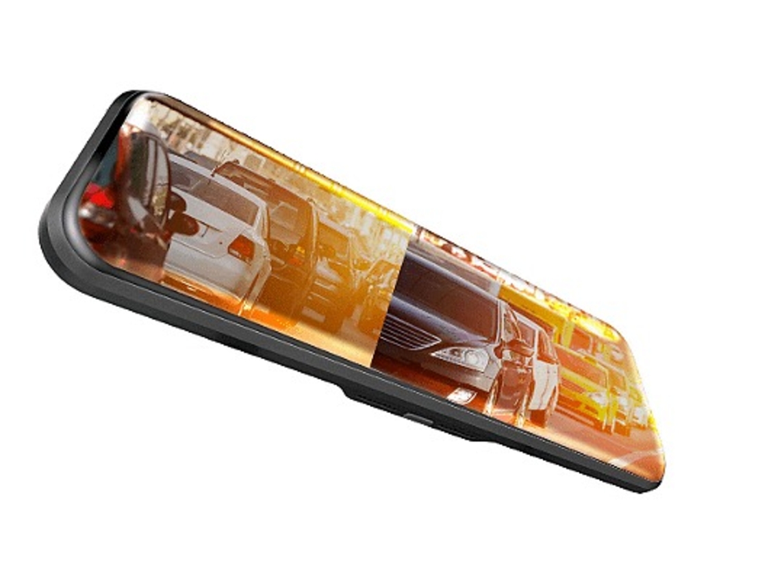 НЕМСКИ Видeорегистратор в огледало за обратно виждане за автомобил, Предна камера, 1080P 150° задна широкоъгална камера, Нощно виждане + ЛЕД ФЕНЕР