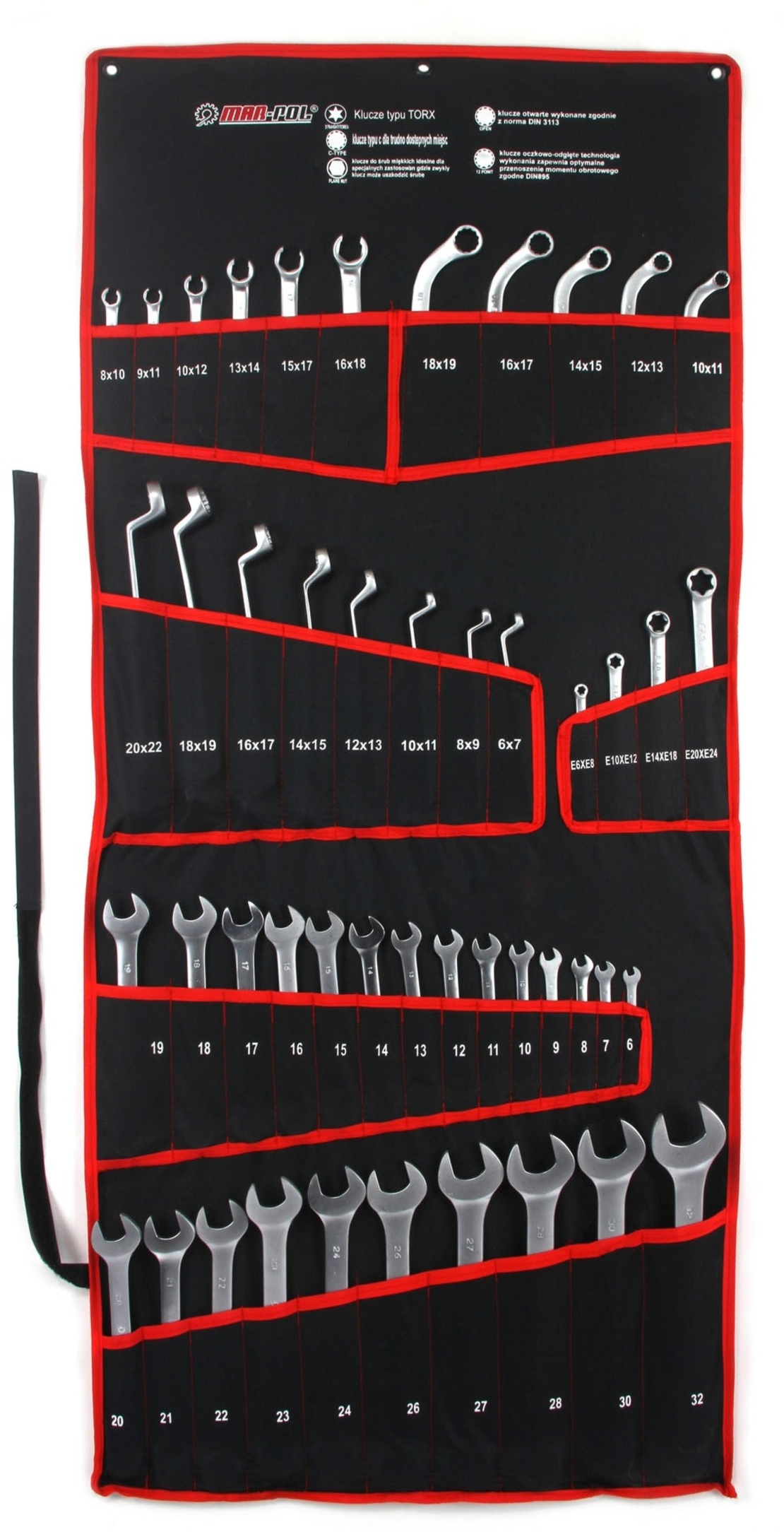 НЕМСКИ Полски Комплект Комбинирани Ключове 47 части MAR-POL + ЛЕД ФЕНЕР