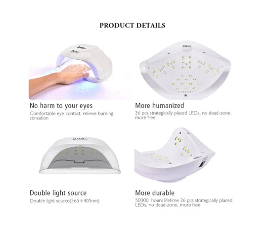 НЕМСКА Комбинирана лампа за маникюр и педикюр SUN X, Бяла, UV LED, 54W + ЛЕД ФЕНЕР
