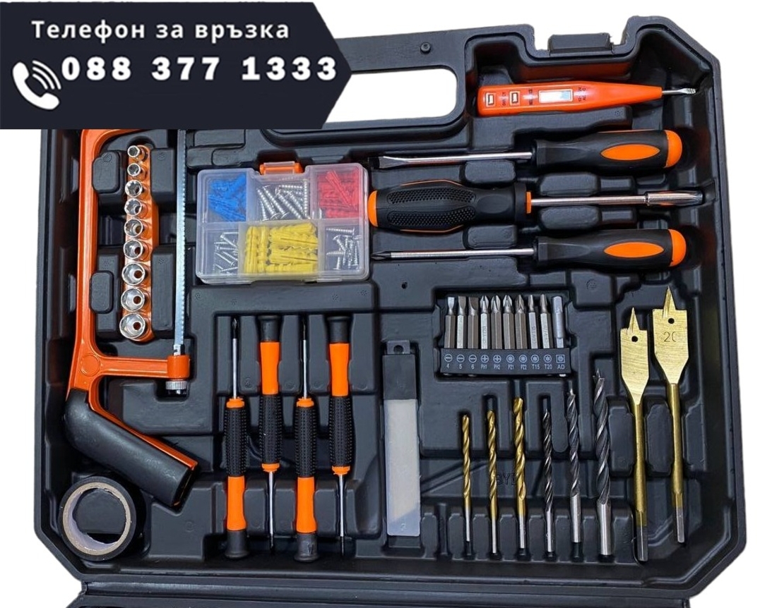 НЕМСКИ Акумулаторен Винтоверт + 111 части STAHLМAYER 36V 8,0AH Ударна Бормашина + ЛЕД ФЕНЕР