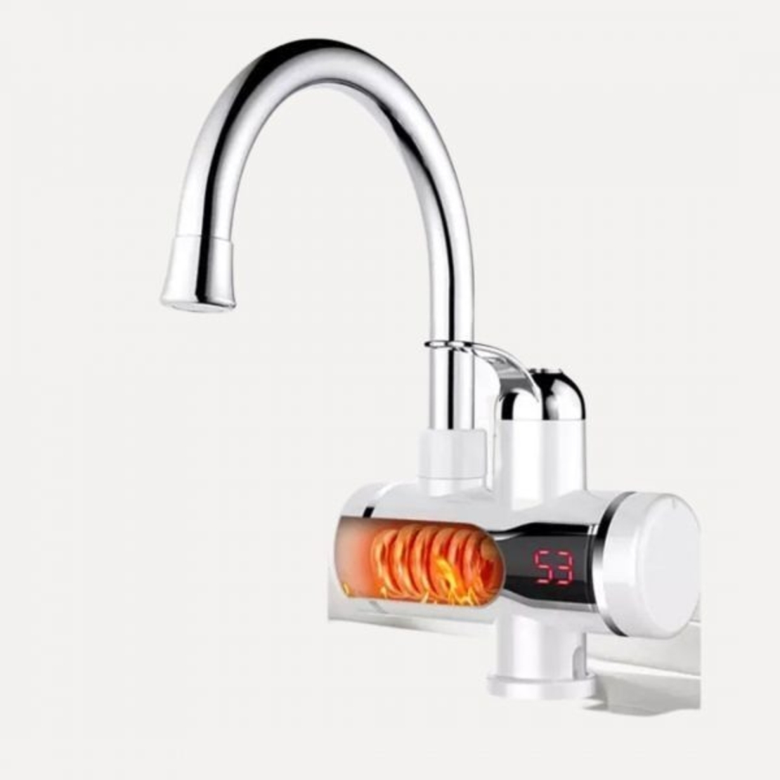 НЕМСКИ Нагревател за вода + Турмалинова Душ Слушалка 3000W + ЛЕД ФЕНЕР