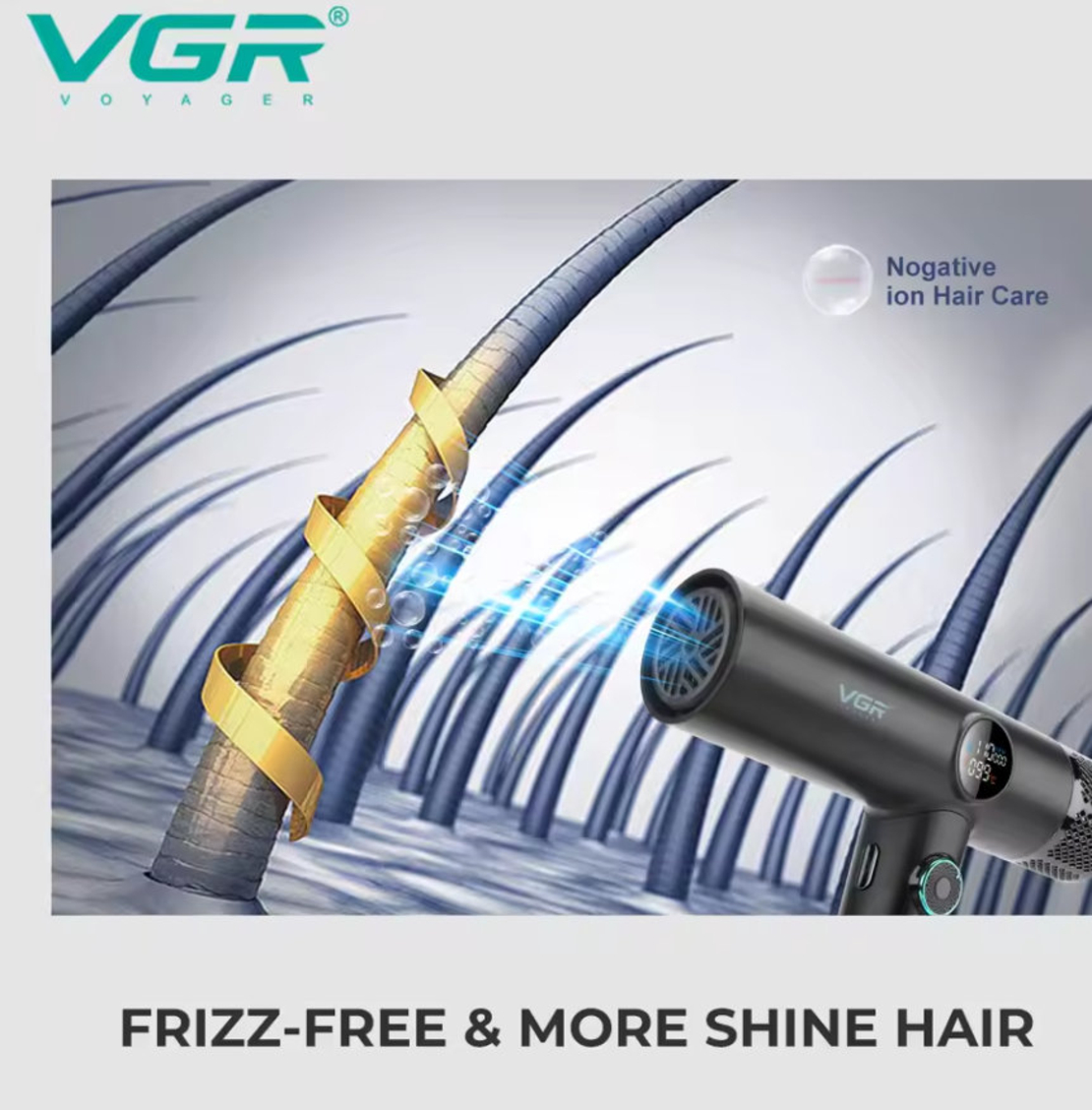 НЕМСКИ Професионален Сешоар VGR-401 – Черен С LED Дисплей