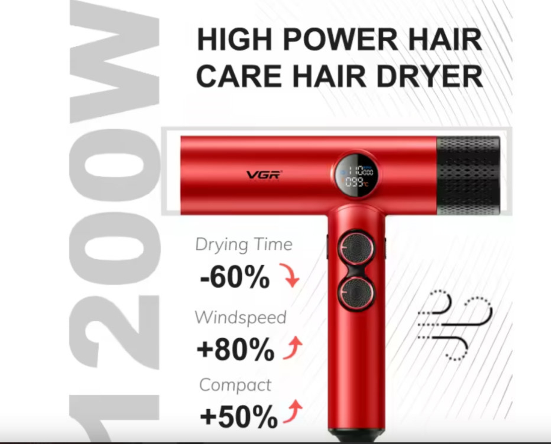 НЕМСКИ Професионален Сешоар VGR-401 – Червен LED Дисплей