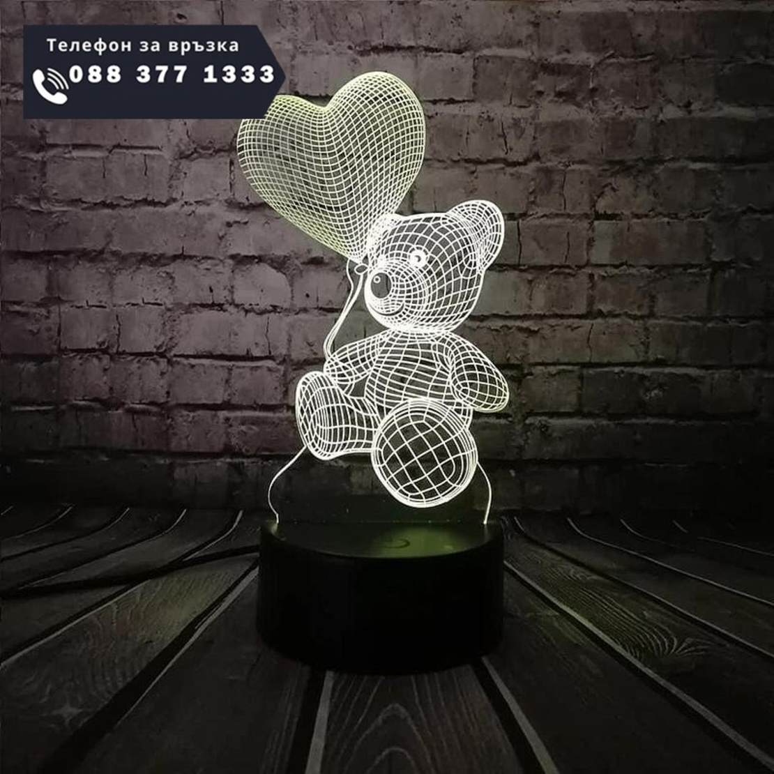 НЕМСКА Холограмна LED 3D нощна лампа с различни форми + ЛЕД ФЕНЕР
