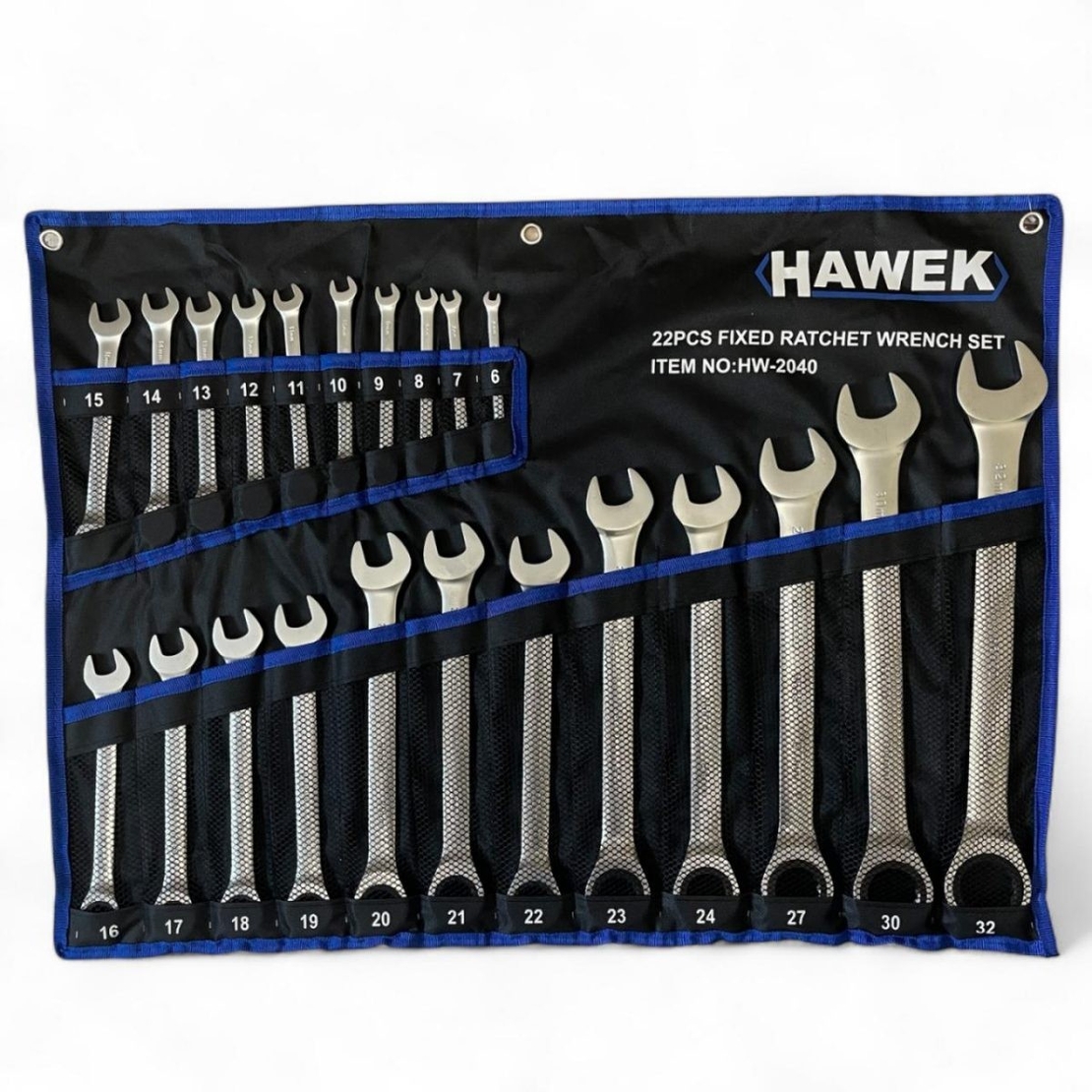 НЕМСКИ ЗВЕЗДОГАЕЧНИ ТРЕСЧОТНИ КЛЮЧОВЕ 6-32 ММ 22 ЧАСТИ HAWEK + ЛЕД ФЕНЕР
