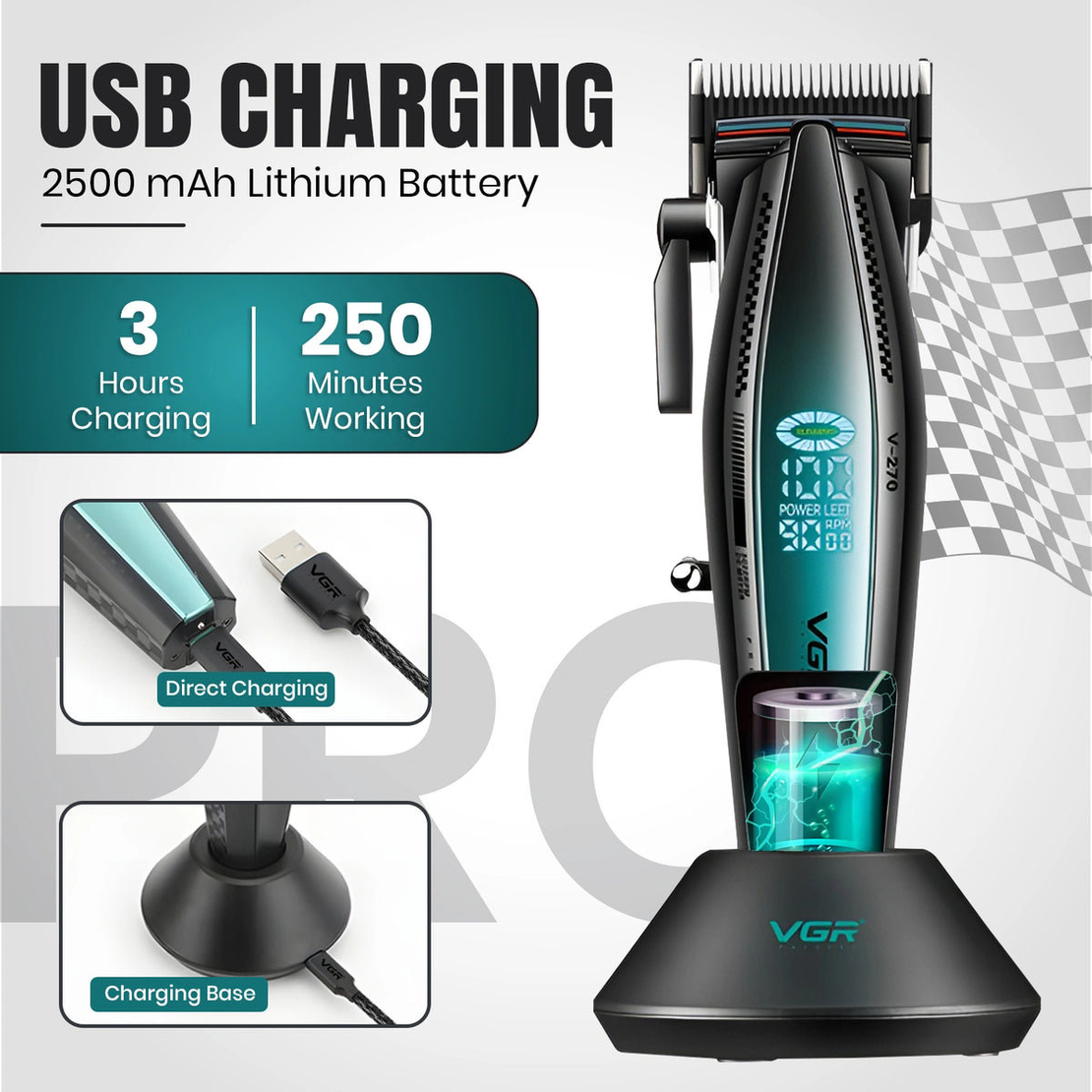 НЕМСКА Професионална Машинка За Подстригване VGR 270 ЖЪЛТ/СИН