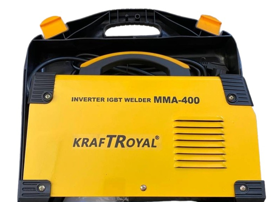 НЕМСКИ Професионален Инверторен Електрожен 400A KRAFTROYAL Заваръчен Апарат ММА с дисплей в Куфар + ЛЕД ФЕНЕР