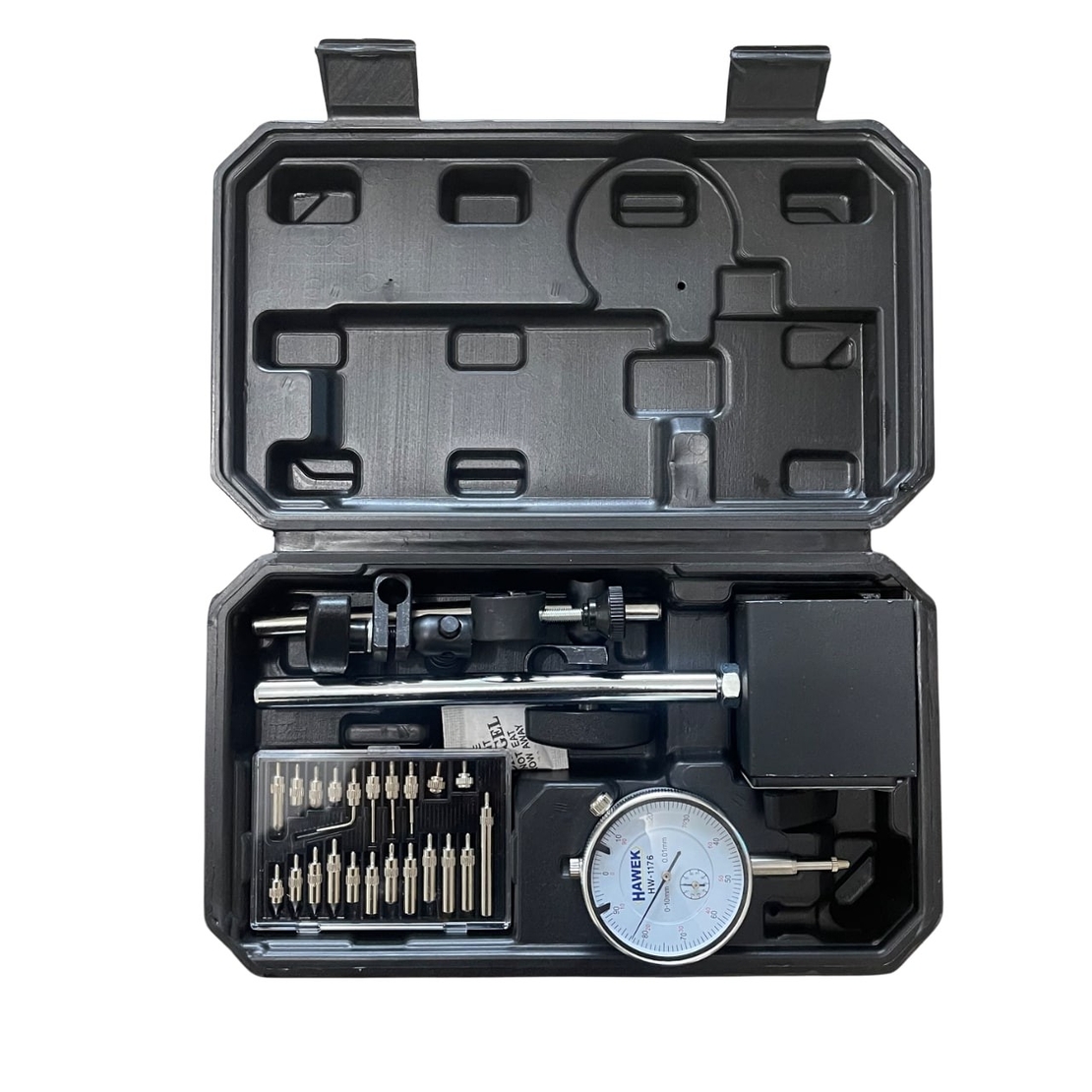 НЕМСКА Магнитна Стойка и Индикаторен Часовник HAWEK в куфар Полски + ЛЕД ФЕНЕР