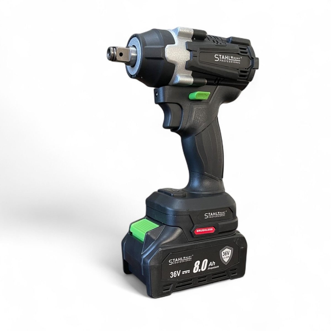 НЕМСКИ Ударен Гайковерт – Импакт (Винтоверт) 36V 8,0AH STAHLMAYER Акумулаторен + 40 Части Инструменти + ЛЕД ФЕНЕР