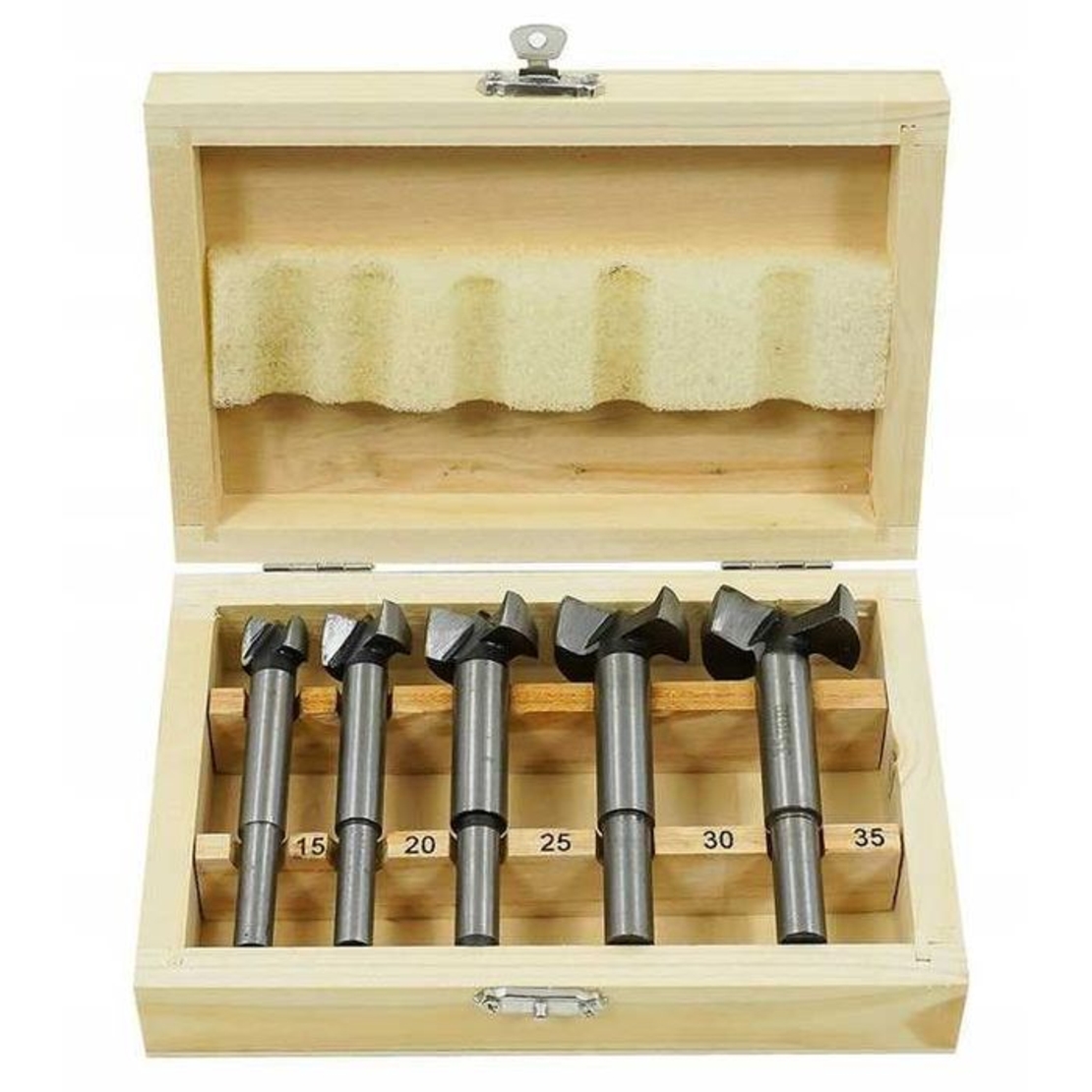 НЕМСКИ Комплект Фрезери За Дърво VOREL 15-35 мм, 5 броя + ЛЕД ФЕНЕР