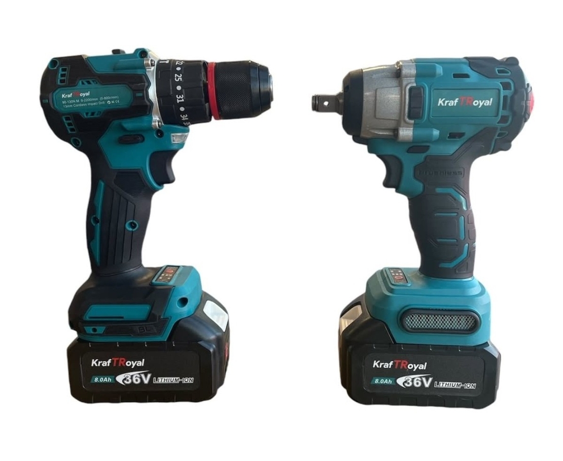 НЕМСКИ Винтоверт и Гайковерт Импакт 2в1 Акумулаторен 36V 8,0AH KRAFTROYAL 2 батерии в куфар + ЛЕД ФЕНЕР