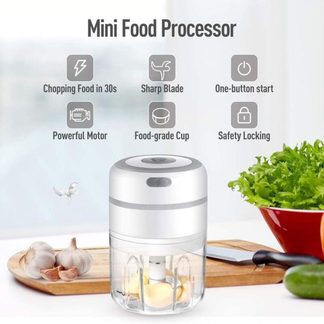 НЕМСКИ Безжичен мини чопър + ЛЕД ФЕНЕР