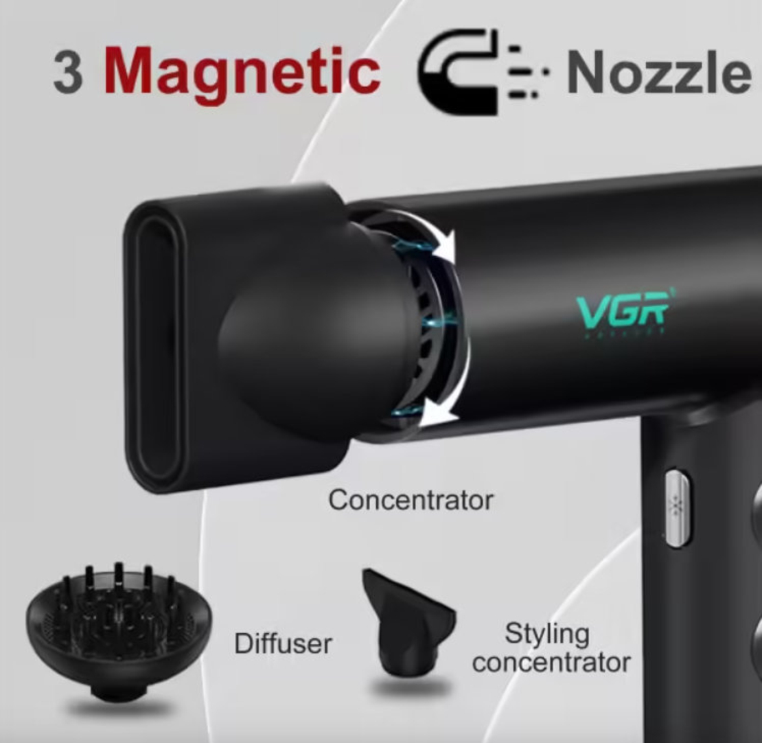 НЕМСКИ Професионален Сешоар VGR-401 – Червен LED Дисплей