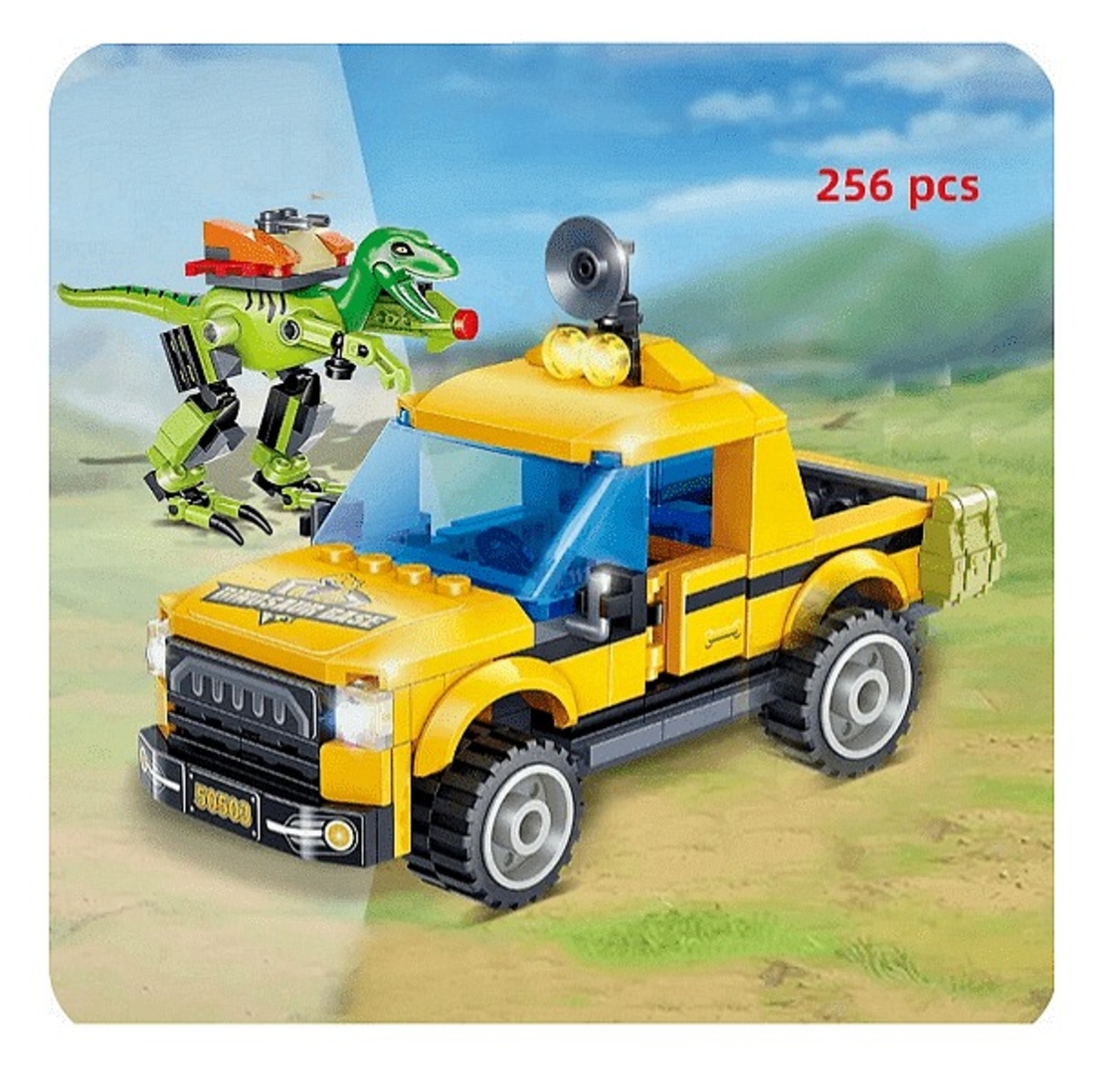 НЕМСКИ Конструктор пикап и Т рекс, Gudi, Модел 50503 256 части + ЛЕД ФЕНЕР