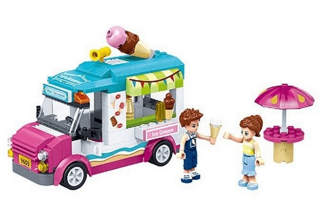 НЕМСКИ Конструктор Gudi, Ice Cream Van, Камион за сладолед, Модел 960, 228 части3 + ЛЕД ФЕНЕР