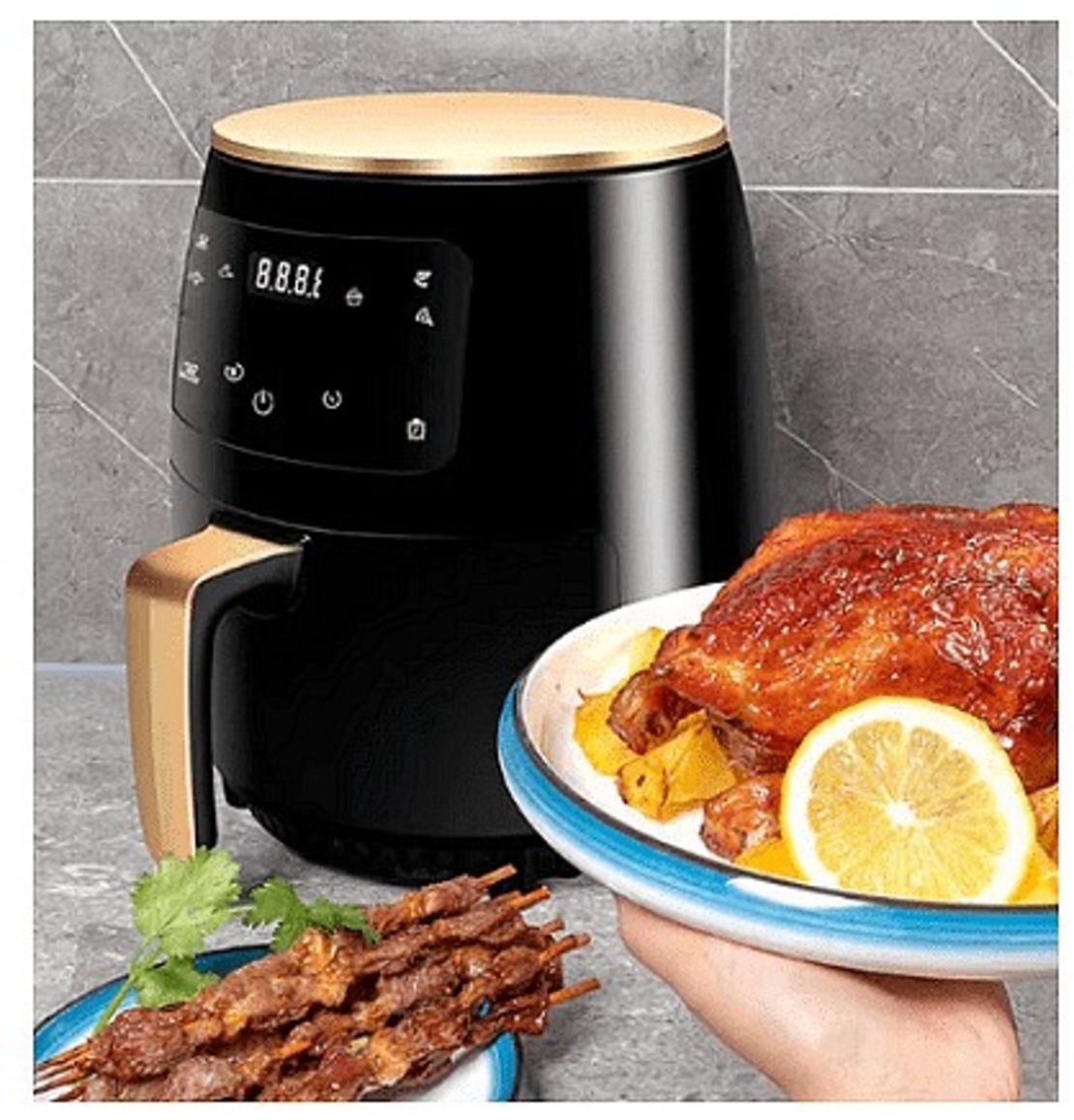 НЕМСКИ Фритюрник Silver Crest, С горещ въздух, С функция печене, 6л, 2400 W, Подарък силиконова подложка + ЛЕД ФЕНЕР