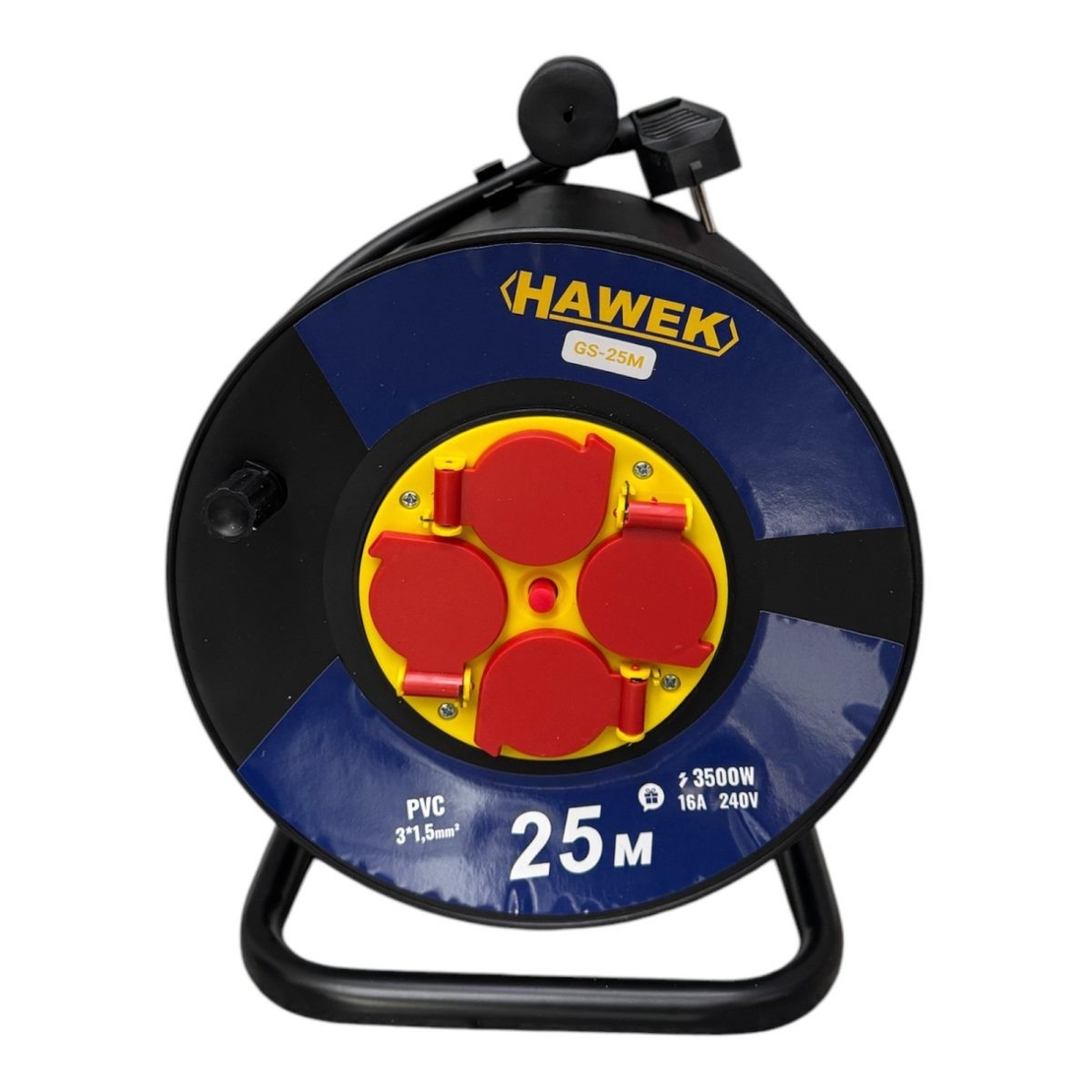 НЕМСКИ Удължител на Макара с Кабел HAWEK 25 метра + ЛЕД ФЕНЕР