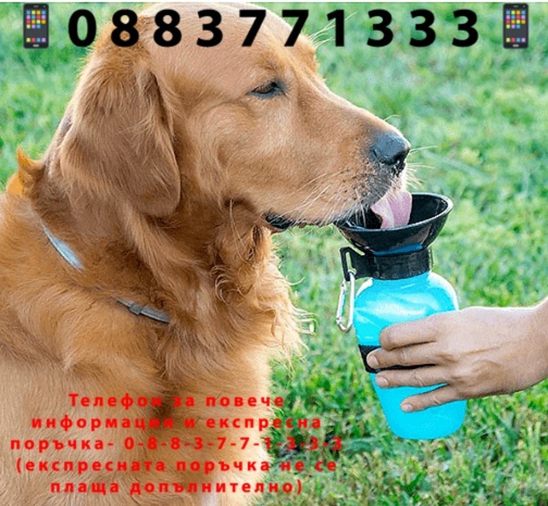 НЕМСКА Туристическа кучешка бутилка за вода, 0,5 литра, Синя + ЛЕД ФЕНЕР