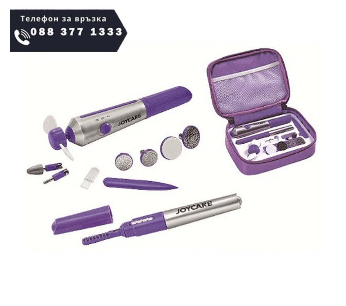 НЕМСКИ Комплект за маникюр, педикюр и преса за топлинно извиване на мигли, Joycare + ЛЕД ФЕНЕР