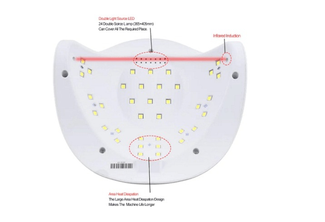 НЕМСКА Комбинирана лампа за маникюр и педикюр SUN X, Бяла, UV LED, 54W + ЛЕД ФЕНЕР