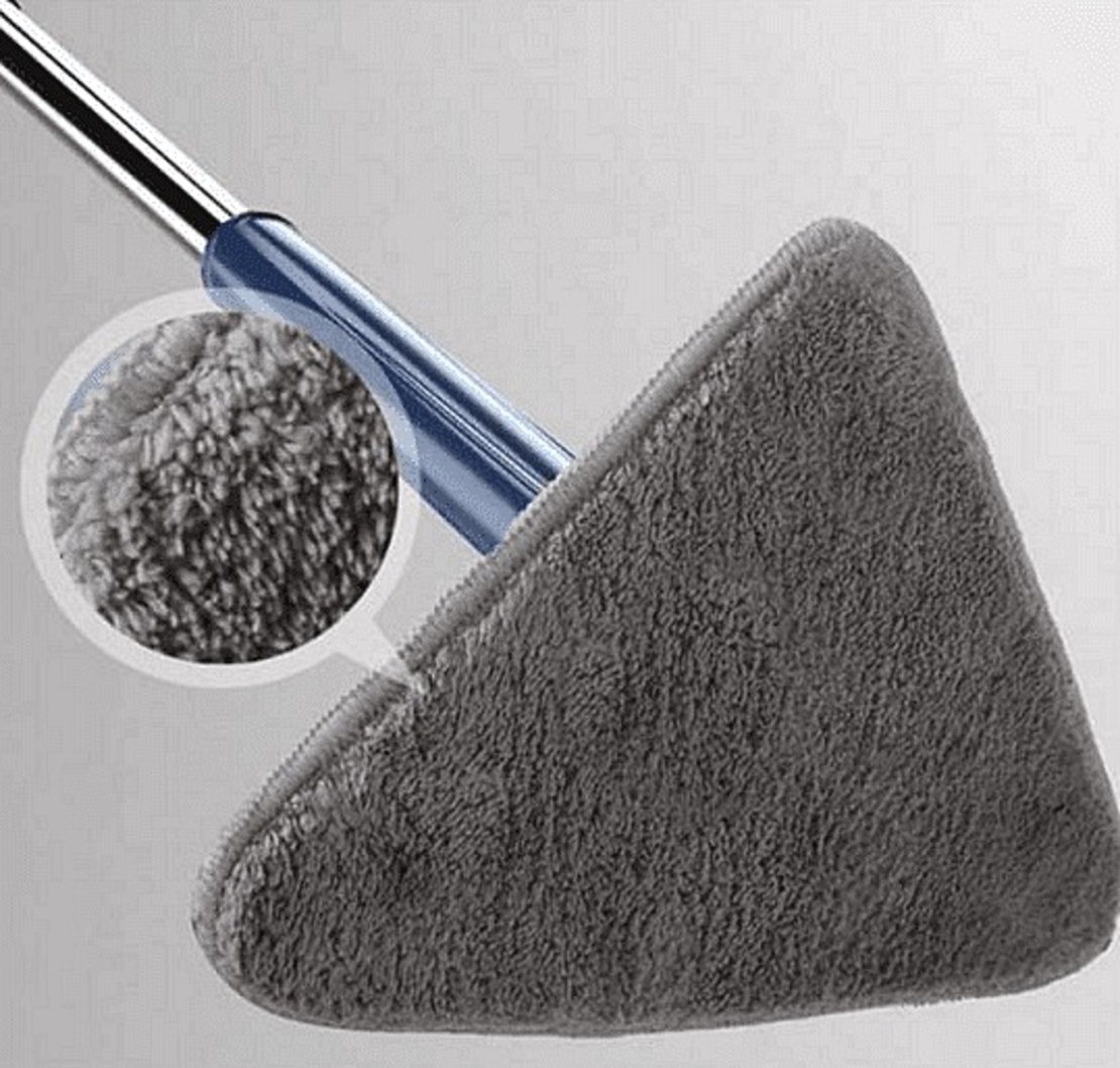 НЕМСКИ Триъгълен моп за почистване на 360°, Микрофибърни кърпи + ЛЕД ФЕНЕР