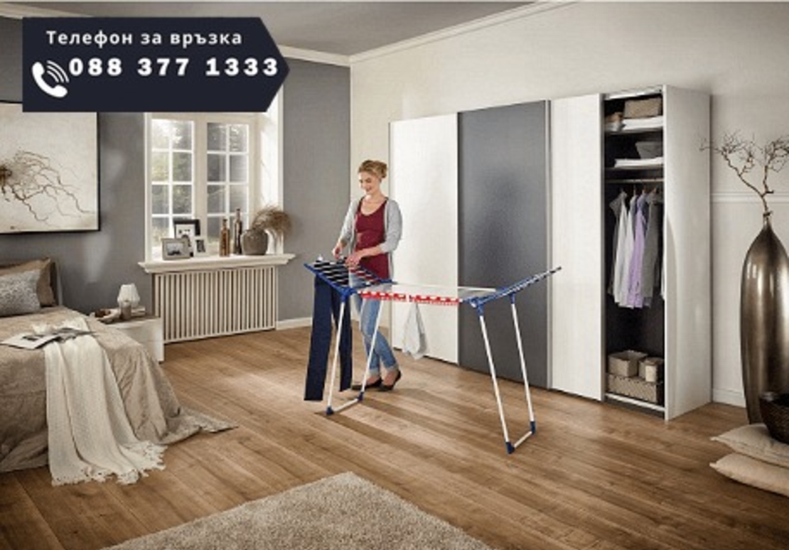 НЕМСКИ Сгъваем сушилник за дрехи, 2 нива, Стабилен + ЛЕД ФЕНЕР