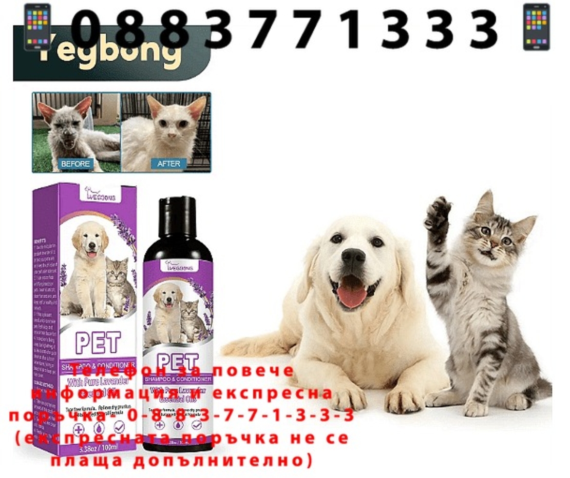 НЕМСКИ Шампоан за домашни любимци, Убиец на бълхи, Омекотяване на козината + ЛЕД ФЕНЕР