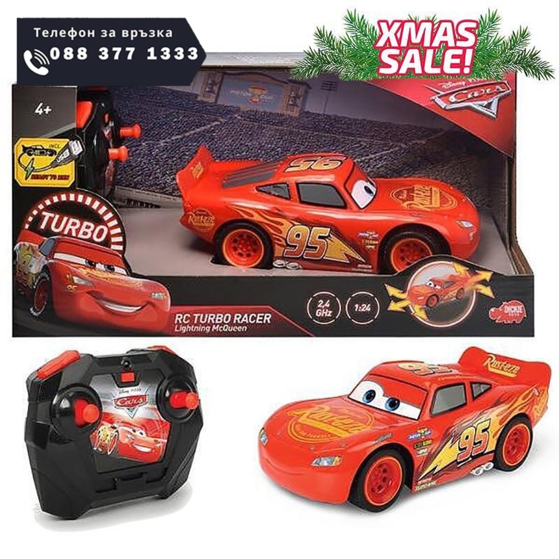НЕМСКА Количка с дистанционно Mcqueen Cars 3 + ЛЕД ФЕНЕР
