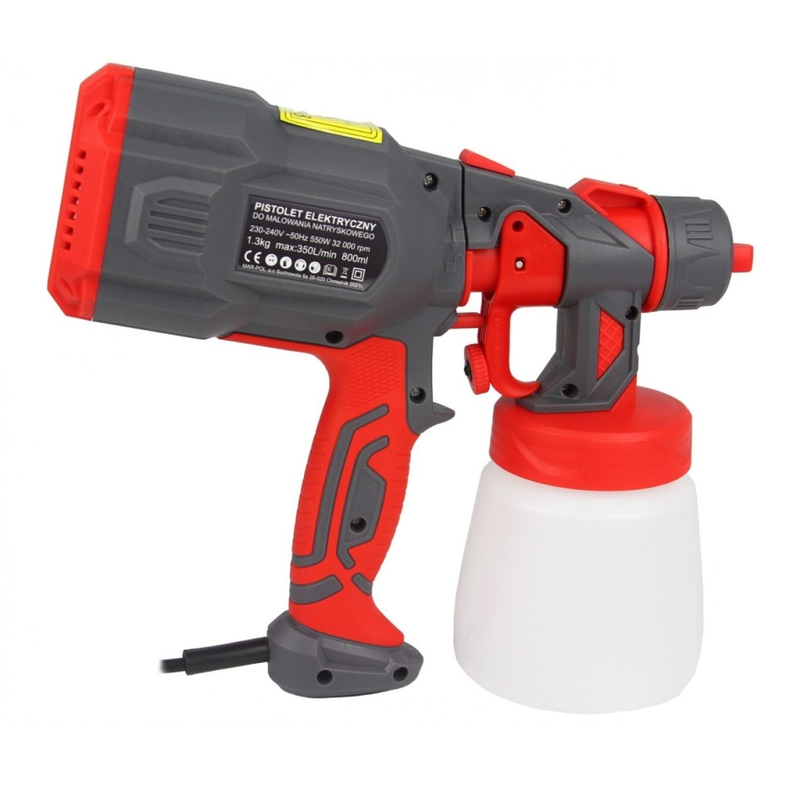 НЕМСКИ Пистолет за Боядисване Електрически MAR-POL 800мл.Полша + ЛЕД ФЕНЕР