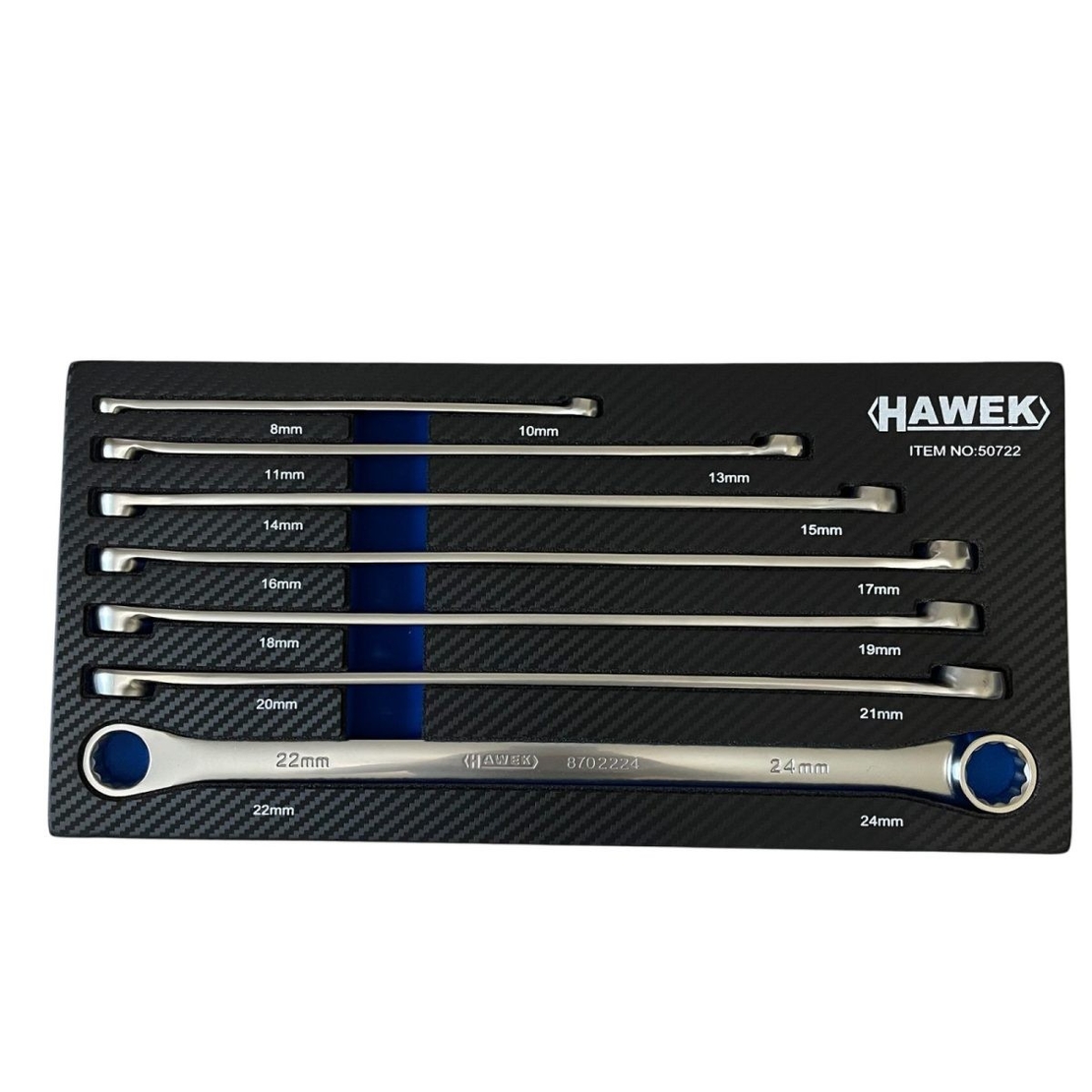 НЕМСКИ КОМПЛЕКТ КЛЮЧОВЕ ДЪЛГИ ПРАВИ ЗВЕЗДИ ( УДЪЛЖЕНИ) 8 – 24 ММ 7 ЧАСТИ HAWEK + ЛЕД ФЕНЕР