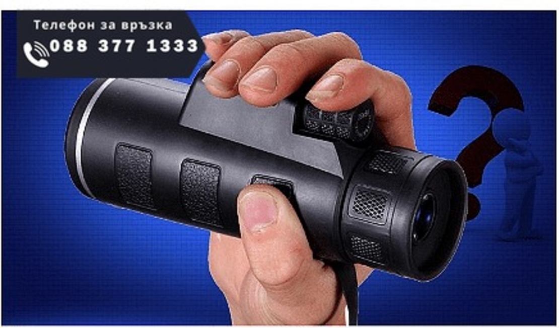 НЕМСКИ Монокъл Buchnell, С двоен фокус, 18х62, Черен + ЛЕД ФЕНЕР