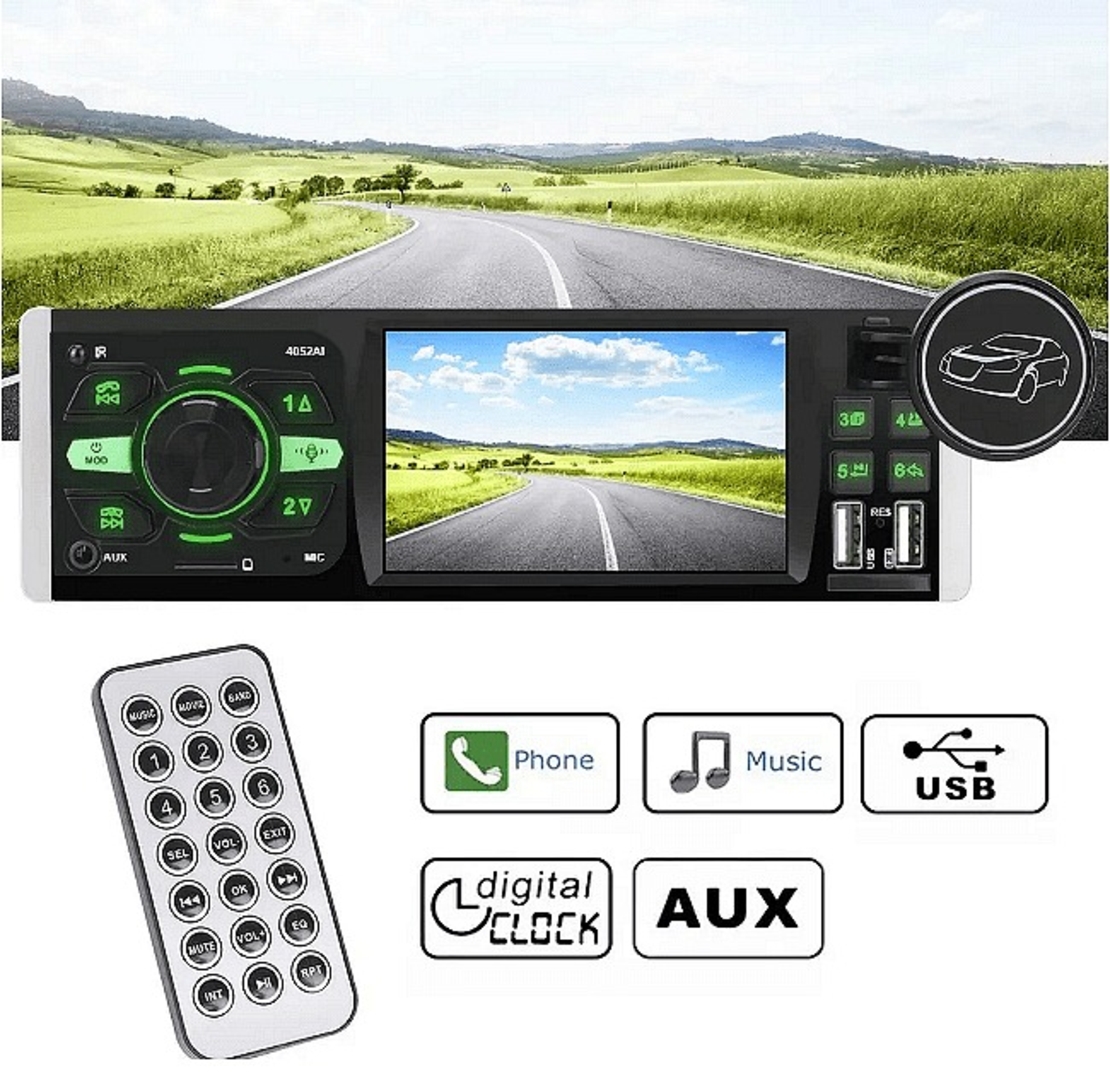 НЕМСКА Мултимедия за кола с екран 4.1инча, TAKARA 4052AI, 1din, 4x45W + ЛЕД ФЕНЕР