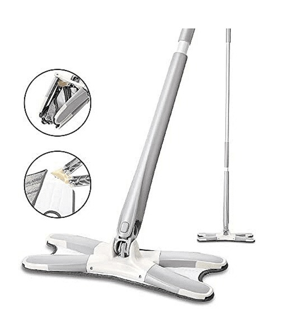 НЕМСКИ Моп с телескопична дръжка, TWIST AURORA, Изстискване от опашката, 130 см, 360 градуса + ЛЕД ФЕНЕР
